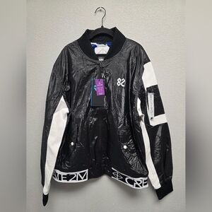 NWT Men's CREATE 2MRW Black And White Bomber Jacket‎ Size Large